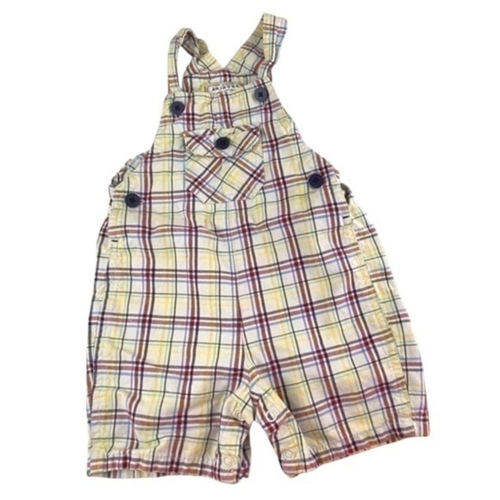 Arizona Plaid Overall Shorts Baby Boy 24 Months